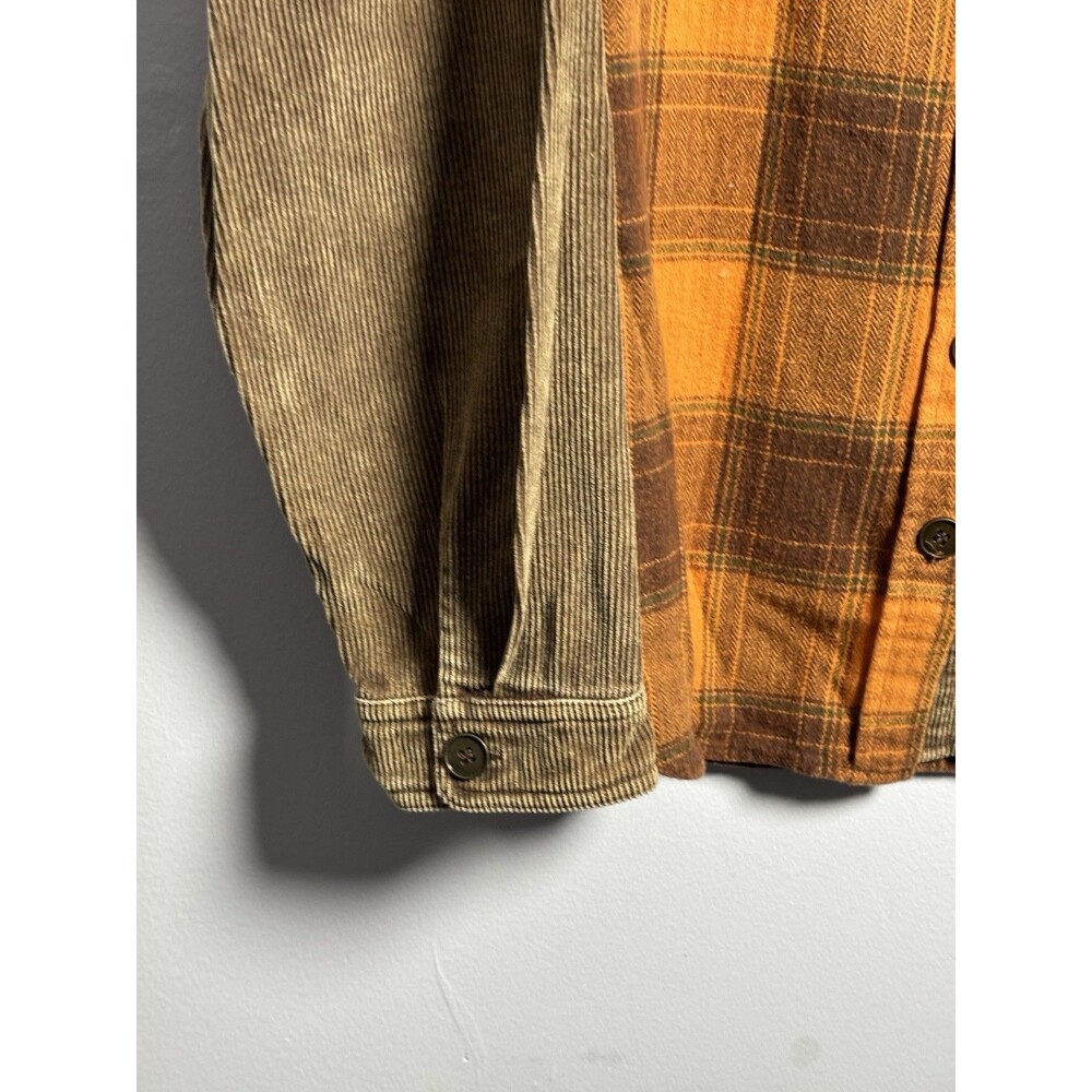 Easel Los Angeles Brown/Orange Plaid Corduroy Button-Up Flannel /Shacket S - Picture 3 of 7